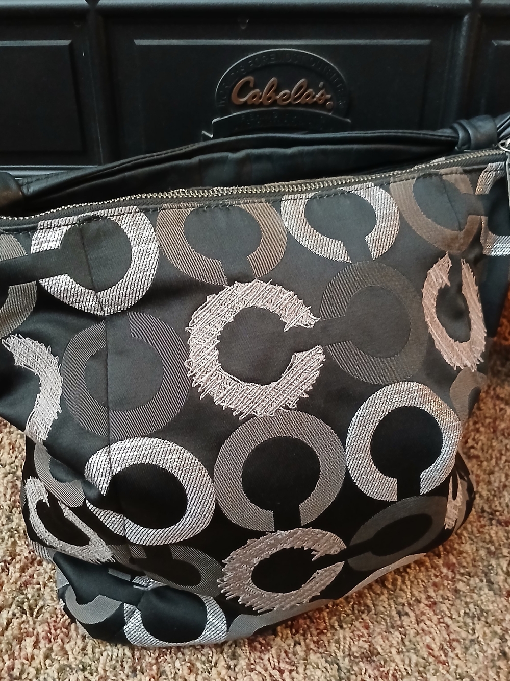 Coach Black and Silver Circle-Pattern Shoulder Bag - Picture 8 of 8
